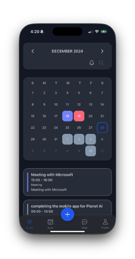 PlanGenie Calendar View